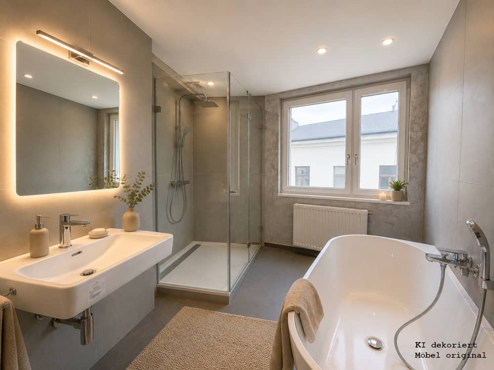 Bright apartment with fitted kitchen and guest WC