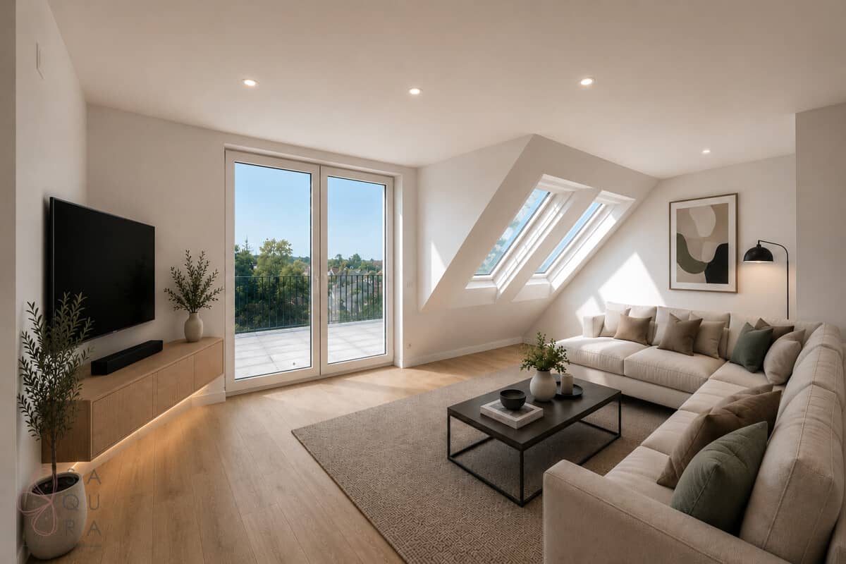 New build apartment with balcony and terrace in Essling