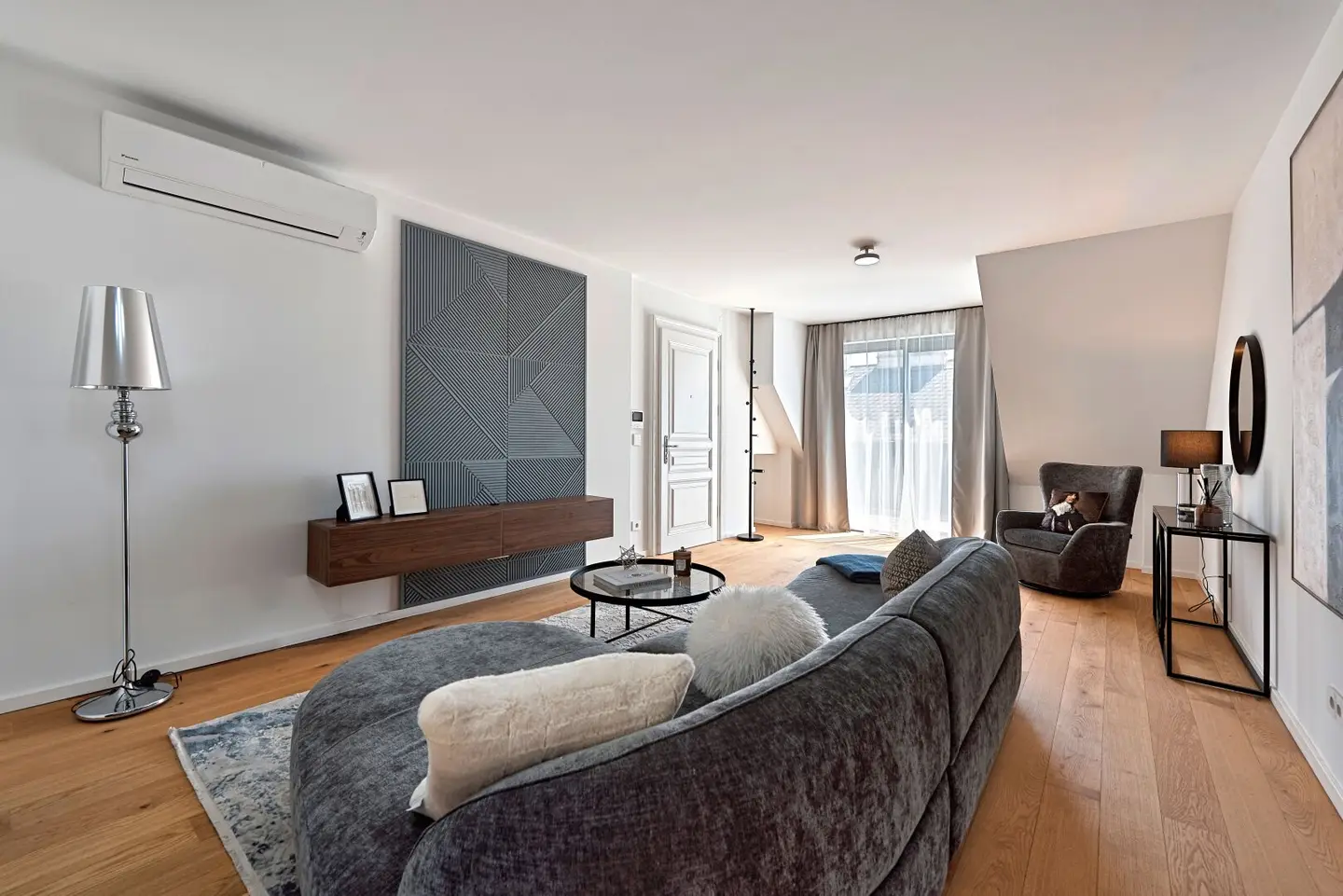 First occupancy with courtyard facing balcony! Fully renovated turn of the century property with air source heat pump