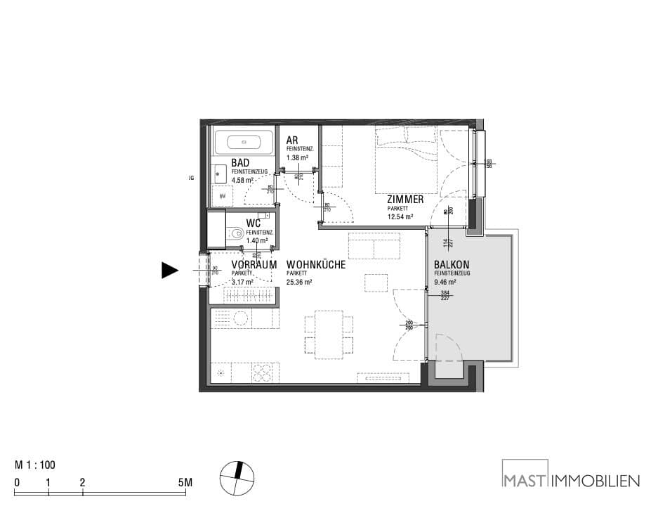 Moderne Neubauwohnung mit Balkon und Loggia in zentraler Lage