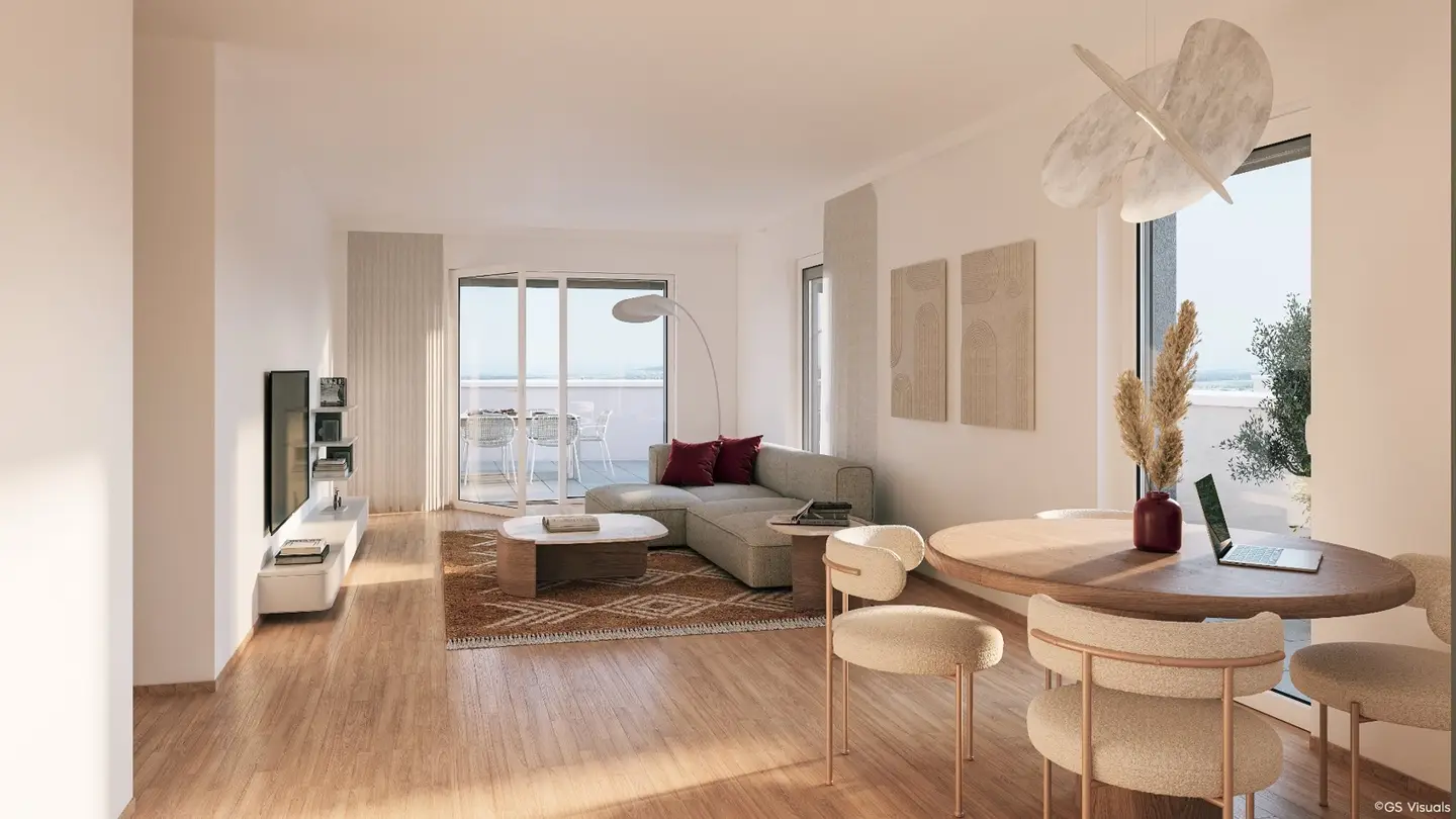 Penthouse apartment with balcony and parquet in new build