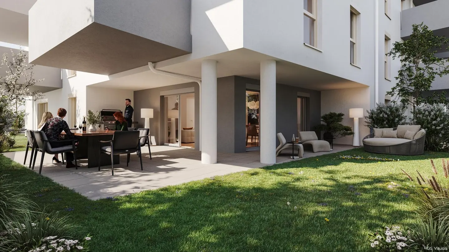 Ground floor apartment with garden and terrace in new build ready for first occupancy