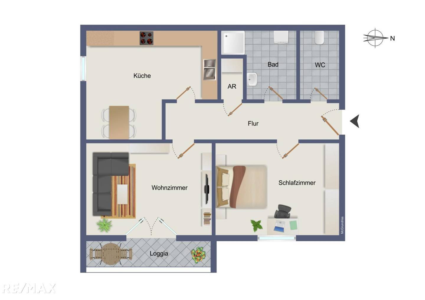 Bright 2-Room Apartment with Loggia and Parking