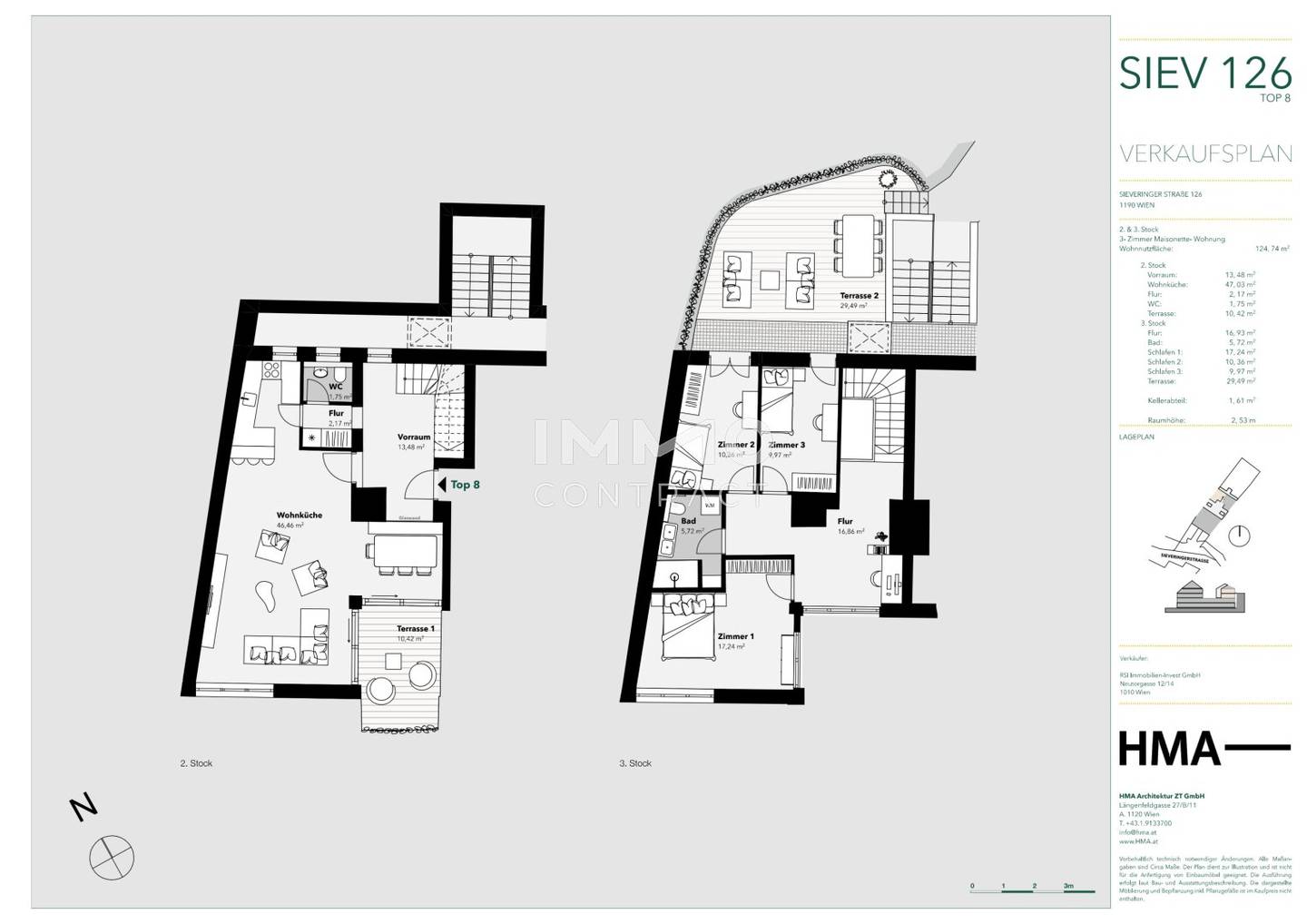 Helle Maisonettewohnung mit zwei Terrassen und Gartenblick