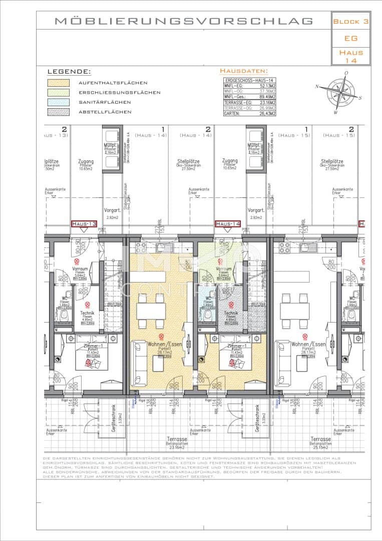 Modernes Reihenhaus mit Garten und Dachterrasse