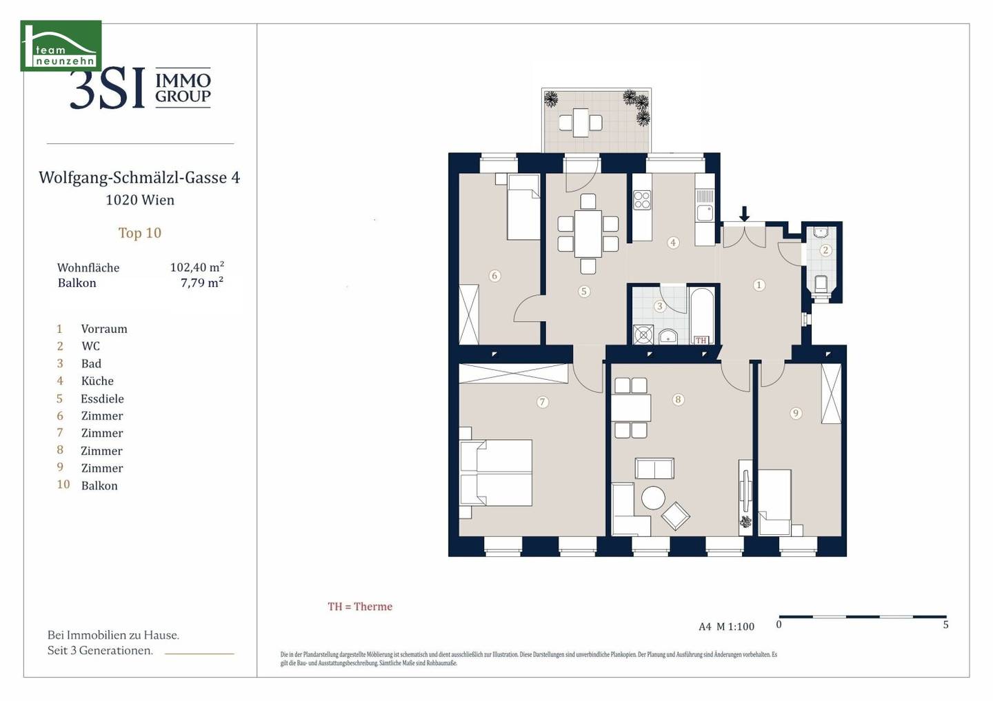 5 room period apartment in a beautiful Gründerzeit building in the Stuwerviertel. With balcony Near Vorgartenmarkt