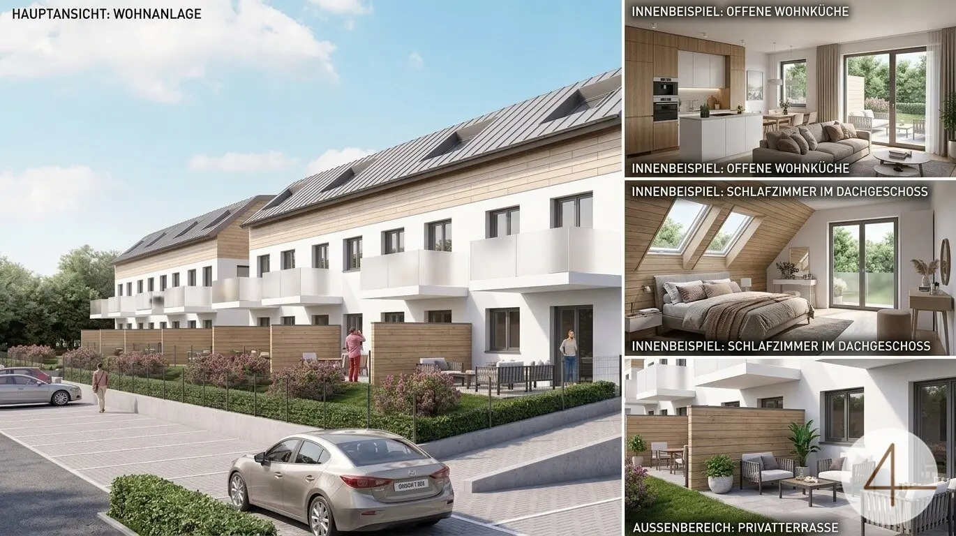 Sonnige Eckwohnung mit Terrasse und Eigengarten
