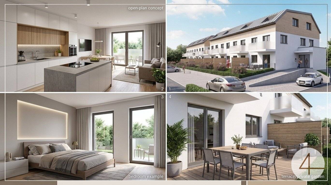 Sonnige Eckwohnung mit Terrasse und Eigengarten