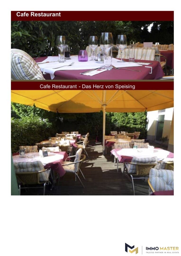 Gastronomiebetrieb mit Gastgarten nahe Spital