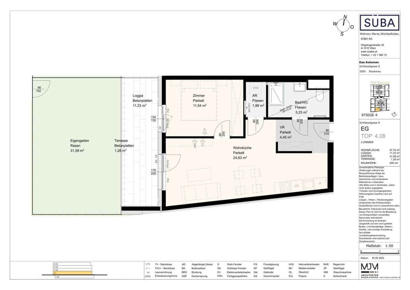 New build apartment with garden and loggia in green surroundings