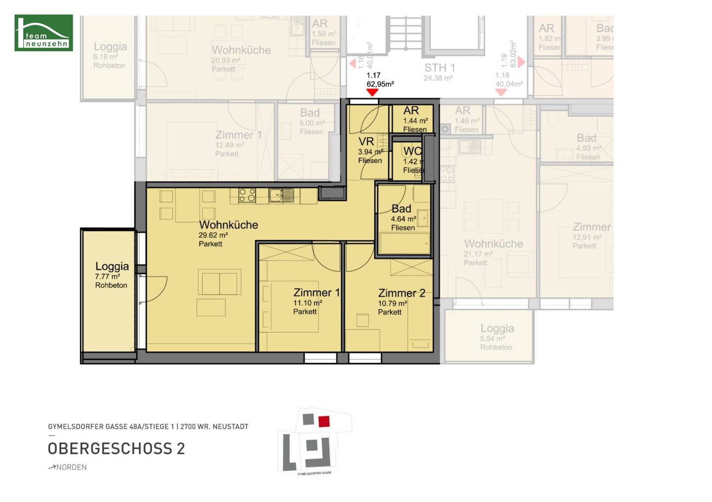 Modern 3-room apartment with loggia in a quiet location available from 01.10.2026