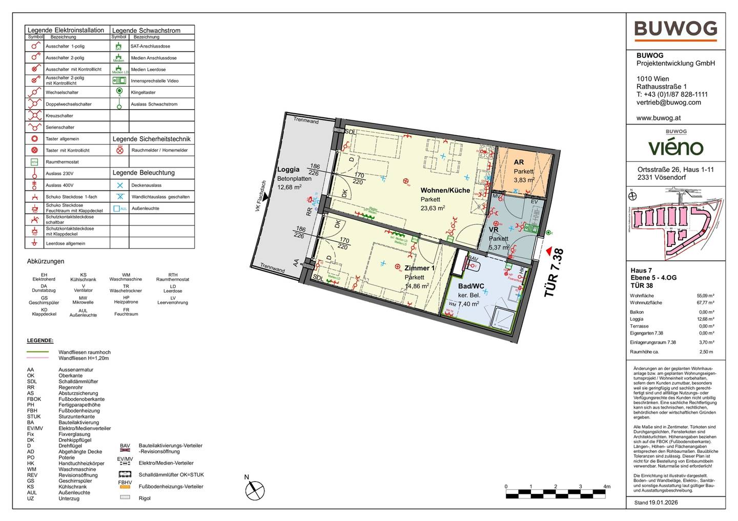 Penthouse apartment with loggia and district heating