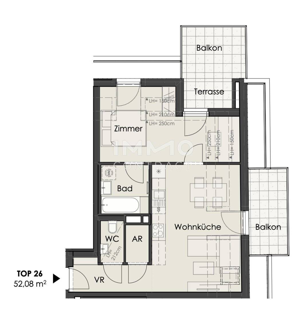 Dachgeschosswohnung mit Terrasse und Balkon nahe Schönbrunn