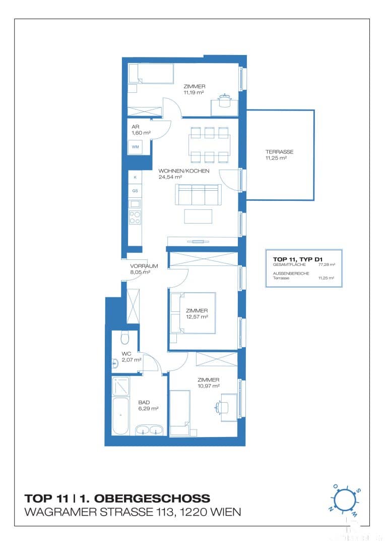 Investment apartment with terrace and underground parking in quiet courtyard setting