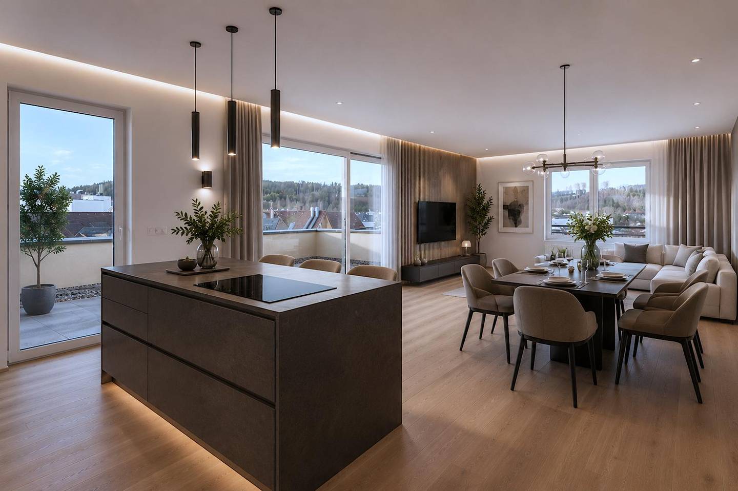 Dachgeschosswohnung mit zwei Dachterrassen und Loggia