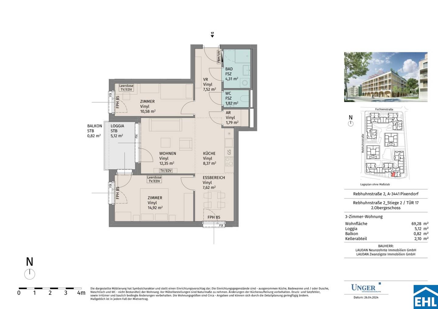 Moderne Wohnung mit Balkon und Westausrichtung