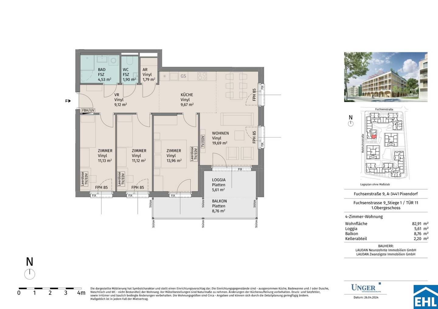 Neubauwohnung mit Balkon und Aufzug