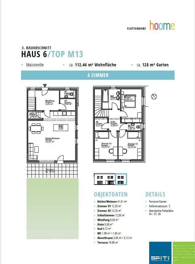 Maisonettewohnung mit Terrasse und Gartenanteil