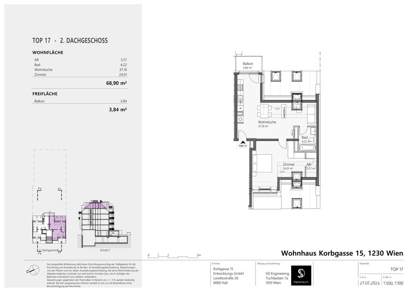 Helle Dachgeschosswohnung mit Balkon und Grünblick