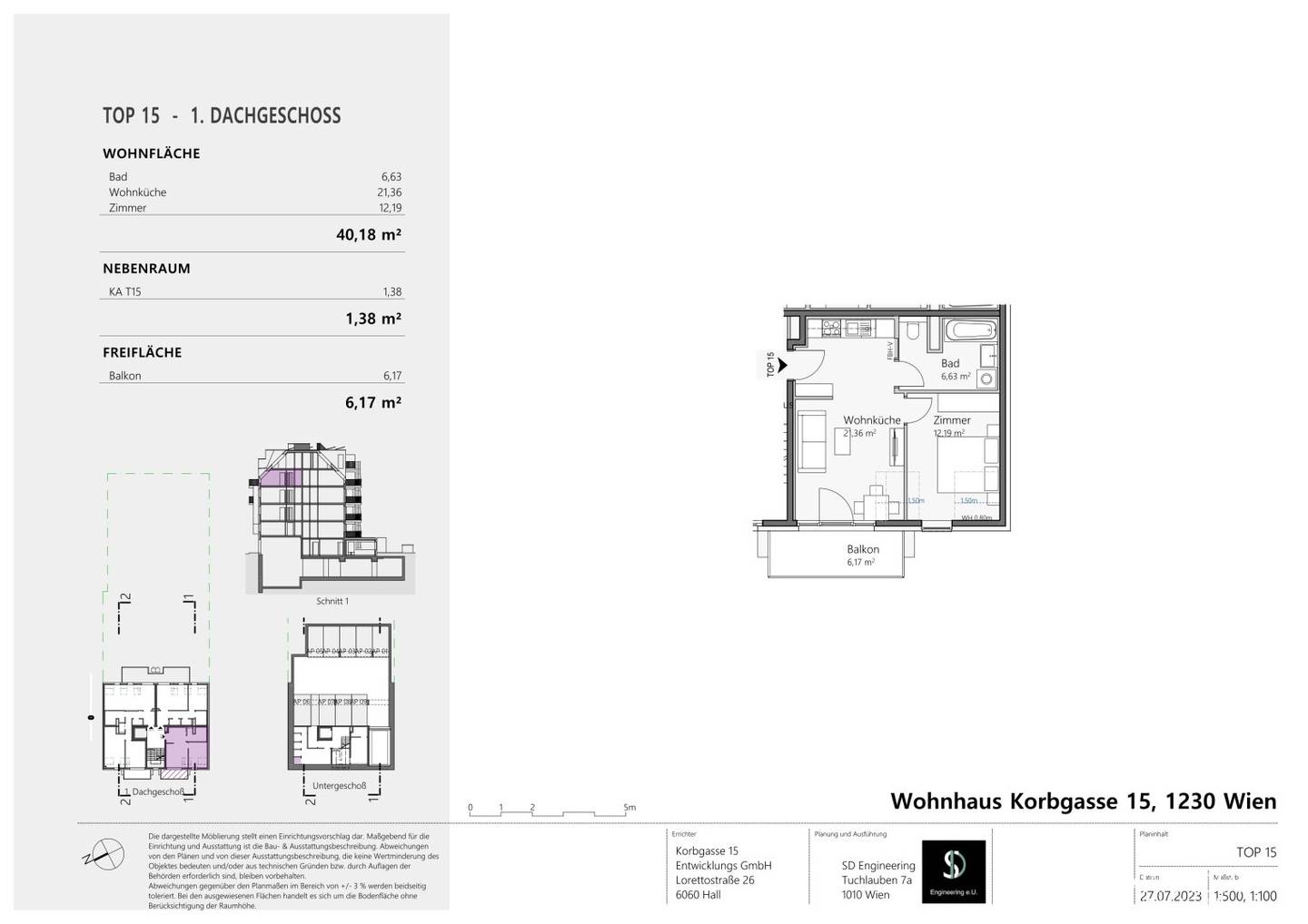 Helle Dachgeschosswohnung mit Balkon und Gartenblick