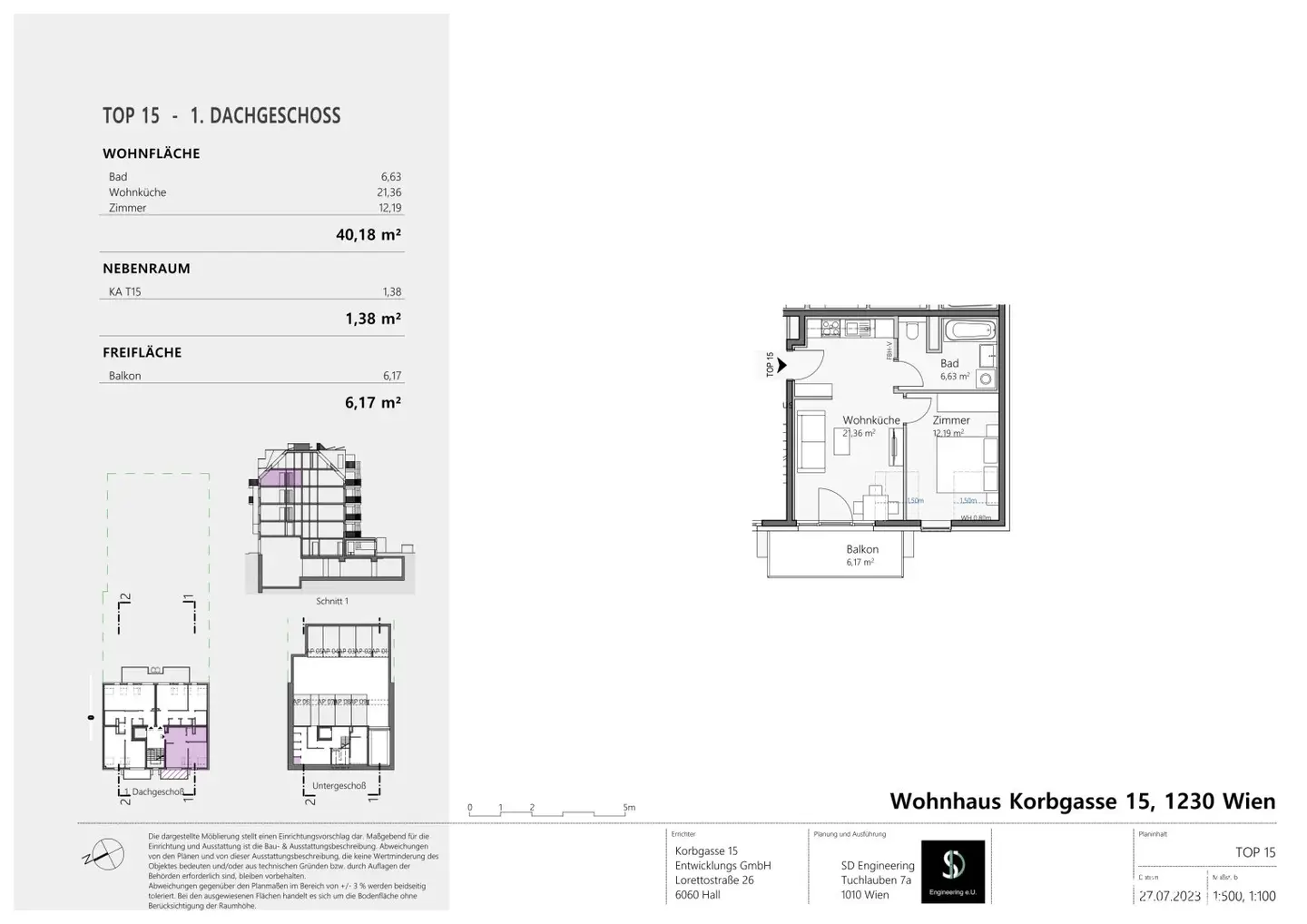 Helle Dachgeschosswohnung mit Balkon und Gartenblick