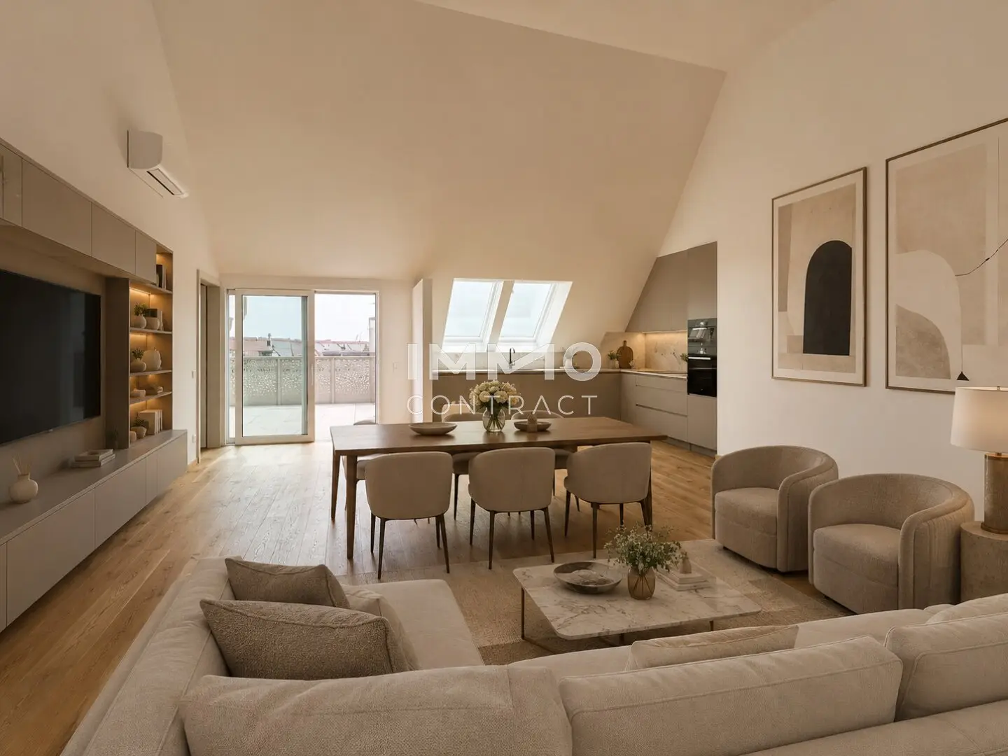Dachgeschosswohnung mit 180 Grad Blick und großen Terrassen