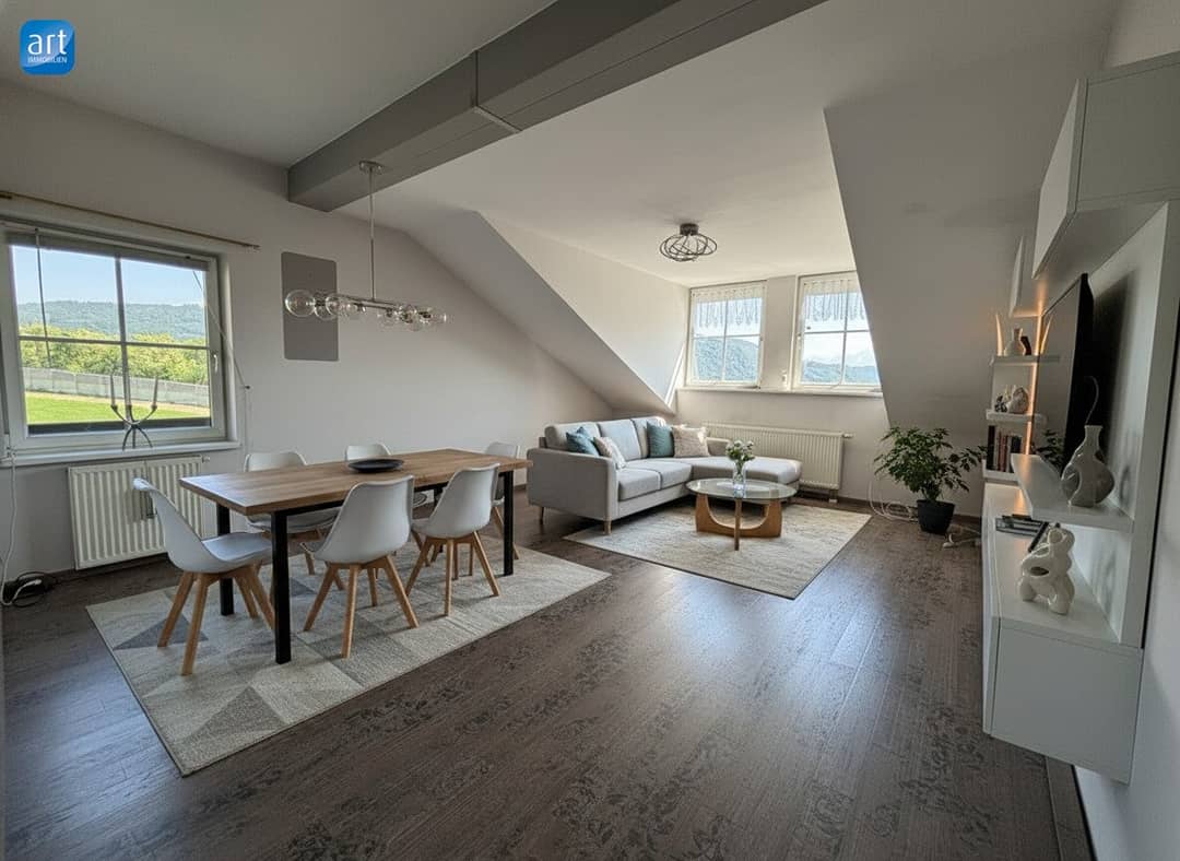 Helle Maisonettewohnung mit Balkon und Bergblick