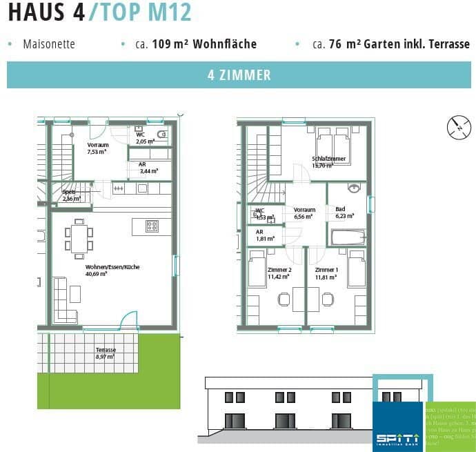 Reiheneckhaus mit Garten und Terrasse in Grünlage