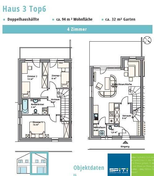 Neubau Doppelhaushälfte mit Terrasse Balkon und Garten