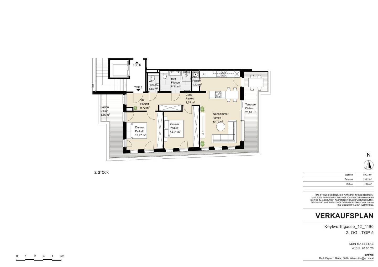 SUNLIT 3-ROOM TERRACE APARTMENT ON THE TOP FLOOR