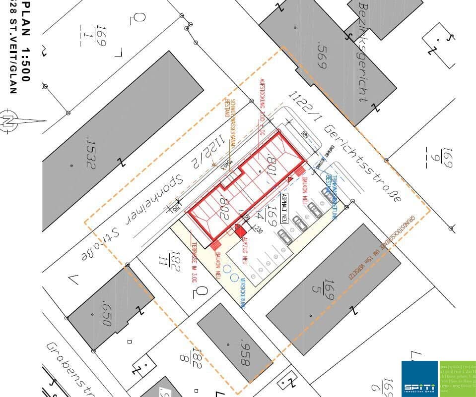 Rohdachboden mit Baubewilligung für vier Maisonettewohnungen