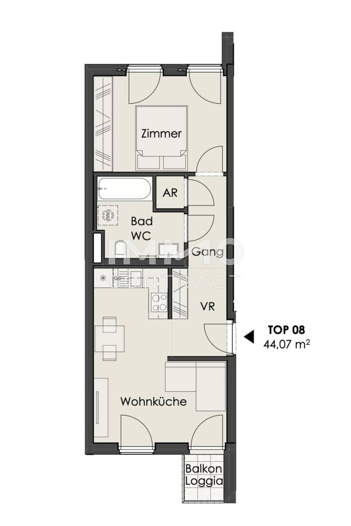 New build apartment with balcony and loggia near Schönbrunn