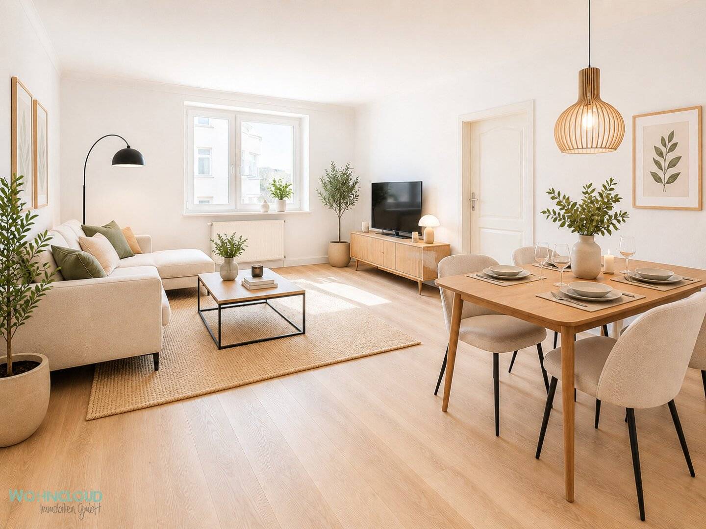 Bright apartment with fitted kitchen and balcony