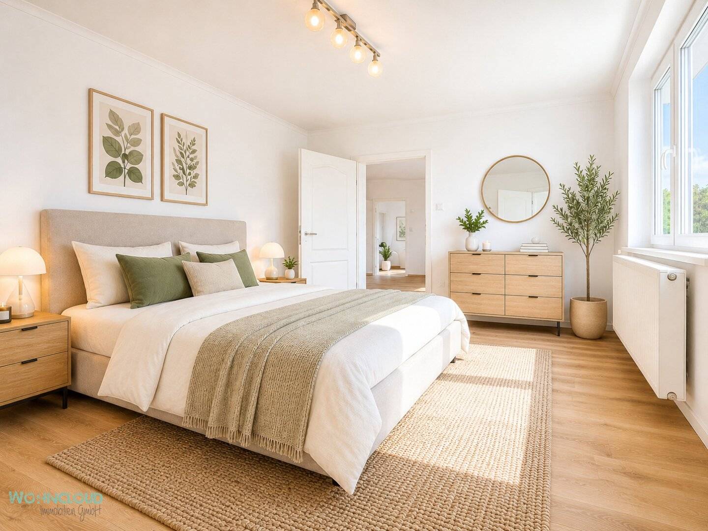 Bright apartment with fitted kitchen and balcony