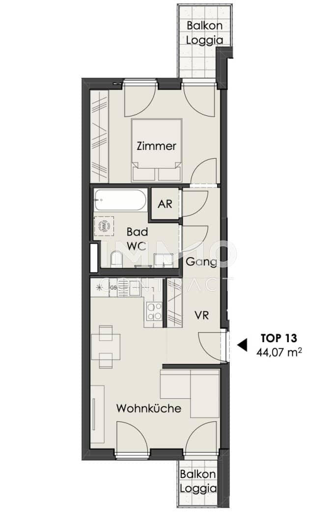 Bright new-build apartment with balcony and loggia near Schönbrunn