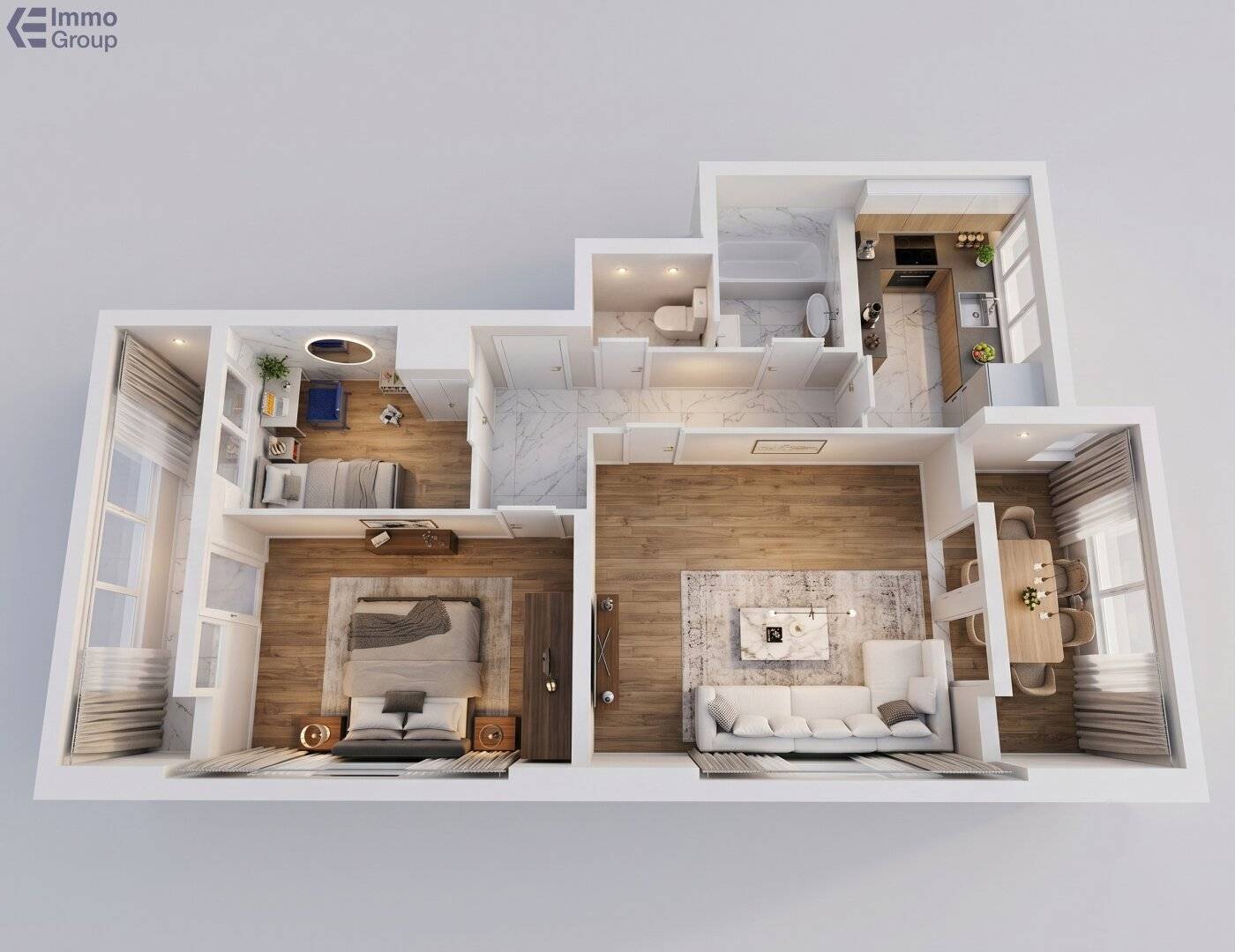 Helle Wohnung mit zwei verglasten Loggien und Weitblick