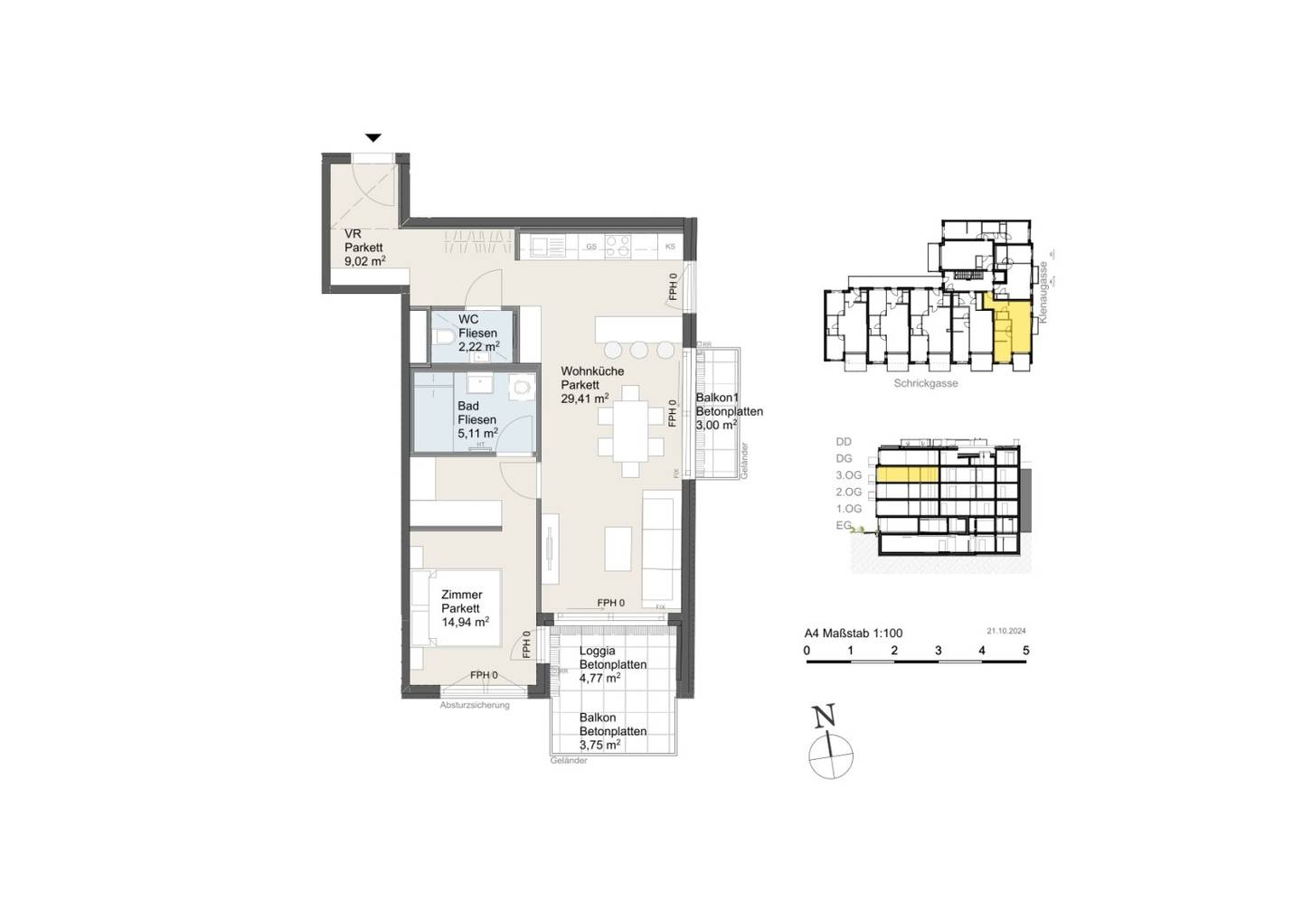 New build apartment with balcony in Donaustadt