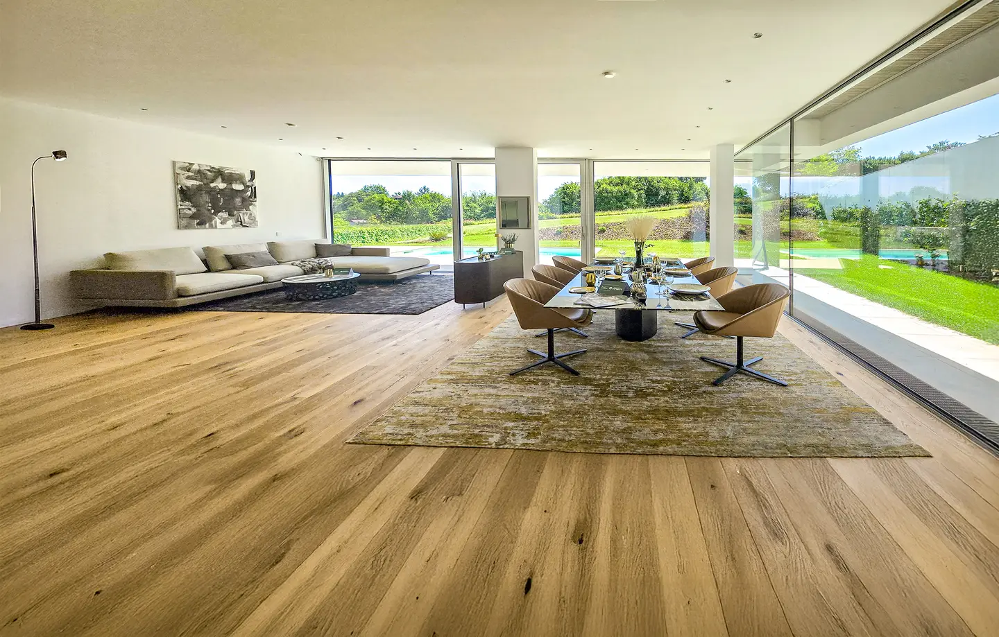 New build villa with pool and garden in idyllic green surroundings