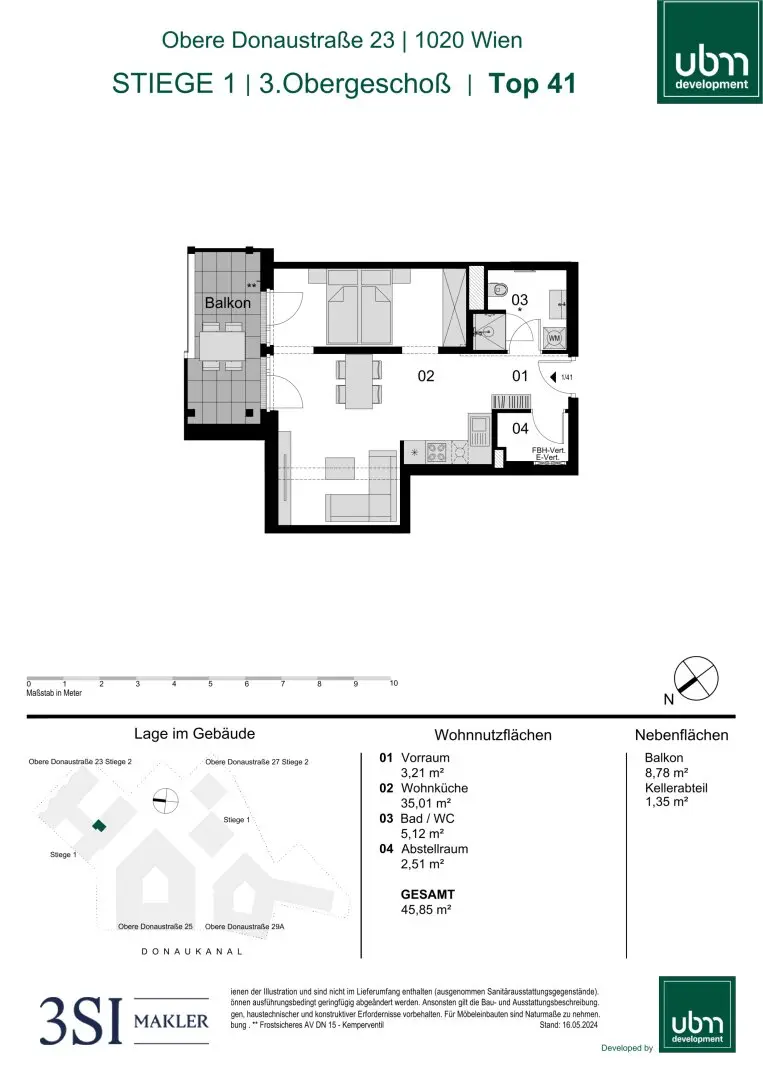 New build apartment with balcony and co working space