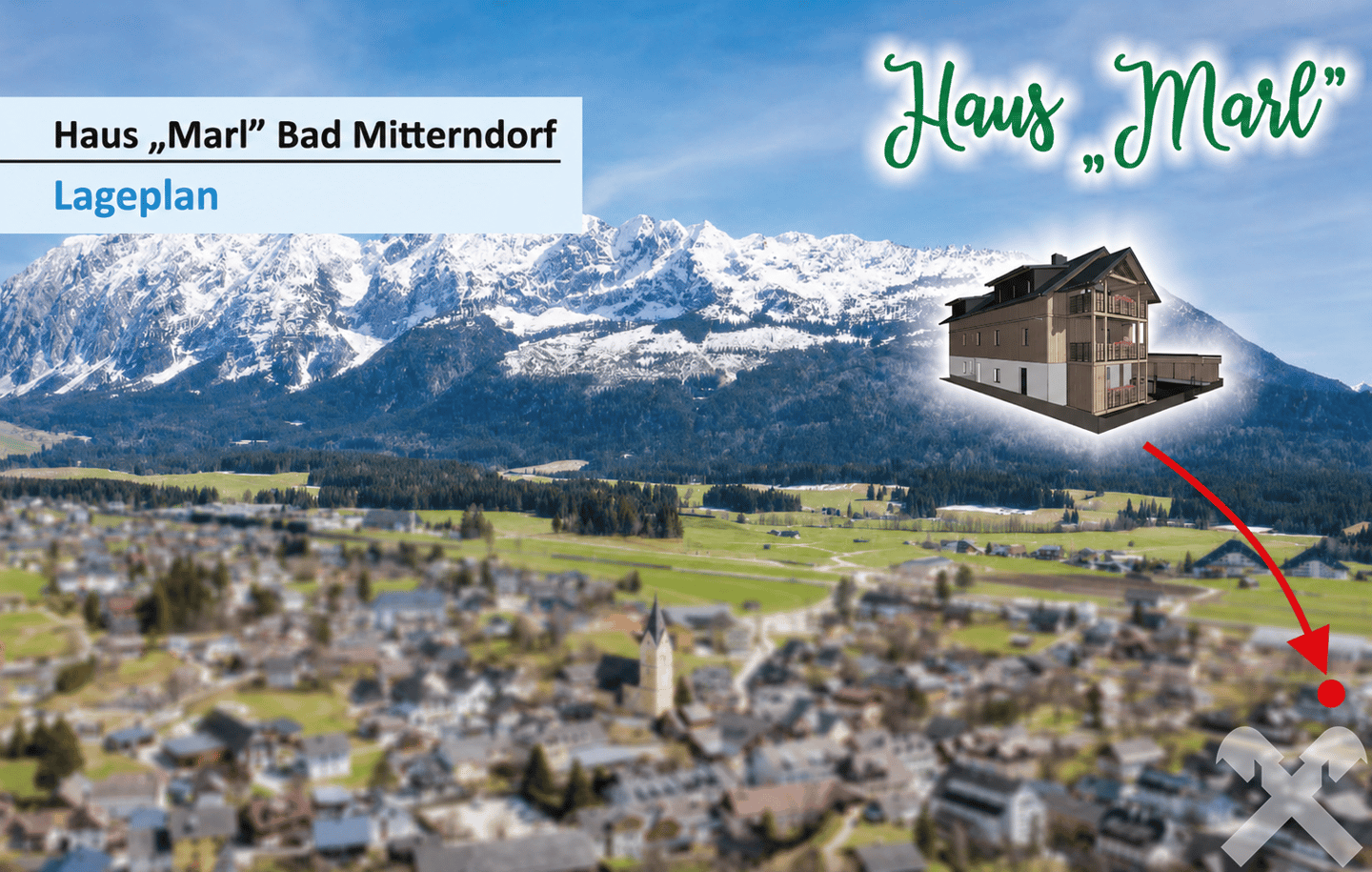 Gartenwohnung mit überdachter Terrasse und Grimmingblick