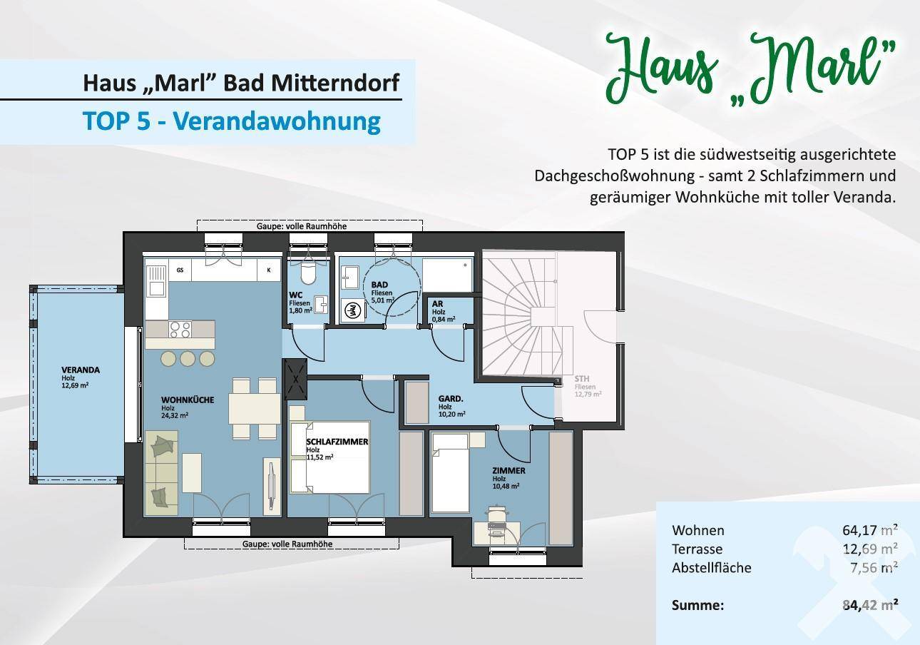 Plan TOP 5 Verandawohnung Dachgeschoß