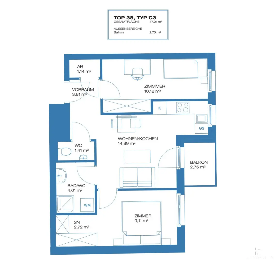 Investment apartment with terrace and underground parking in Donaustadt