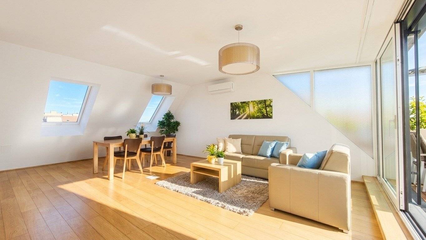 Dachgeschosswohnung mit zwei Terrassen und Blick zum Augarten