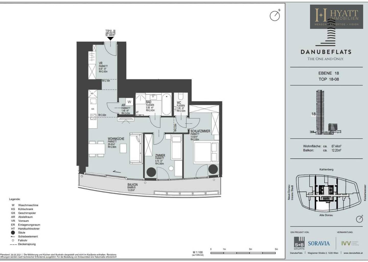 Helle Etagenwohnung mit Balkon und Donaublick