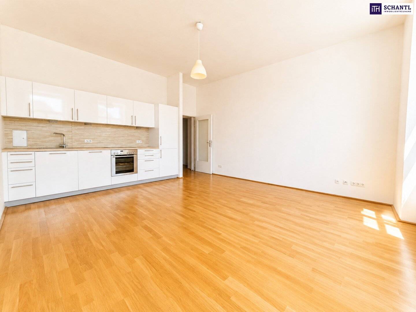 Bright period apartment with open kitchen and separate WC