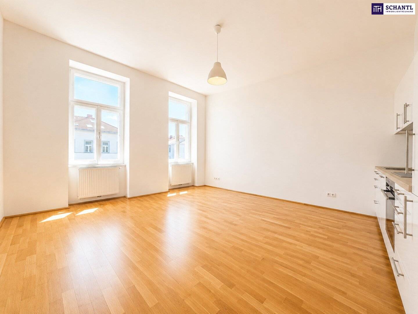Bright period apartment with open kitchen and separate WC