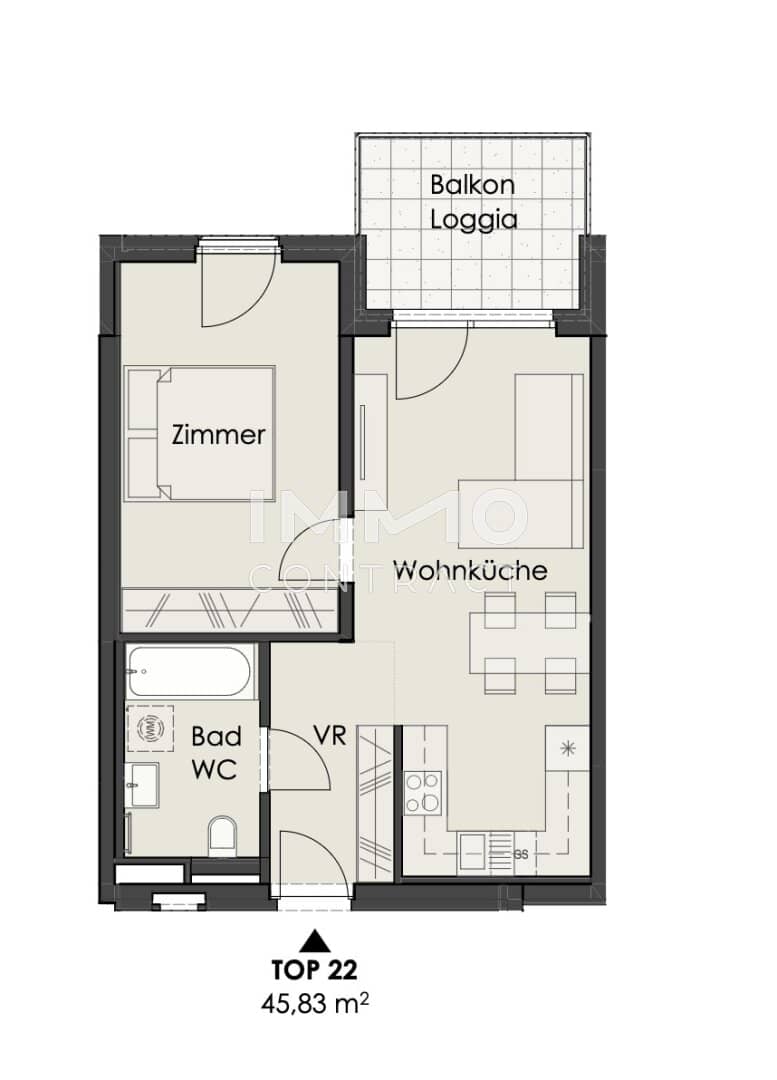 Investment Apartment with Balcony and Loggia in West Exposure
