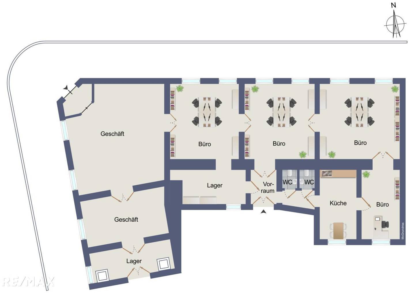 Representative heritage office with district heating and parking near university