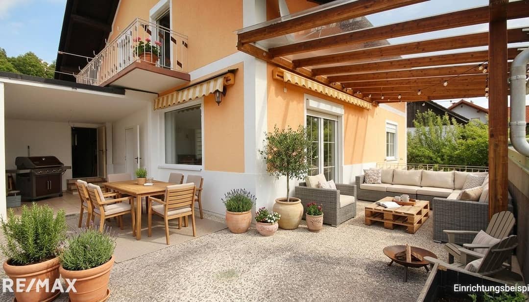 Moderne Erdgeschosswohnung mit Terrasse und Gartenanteil