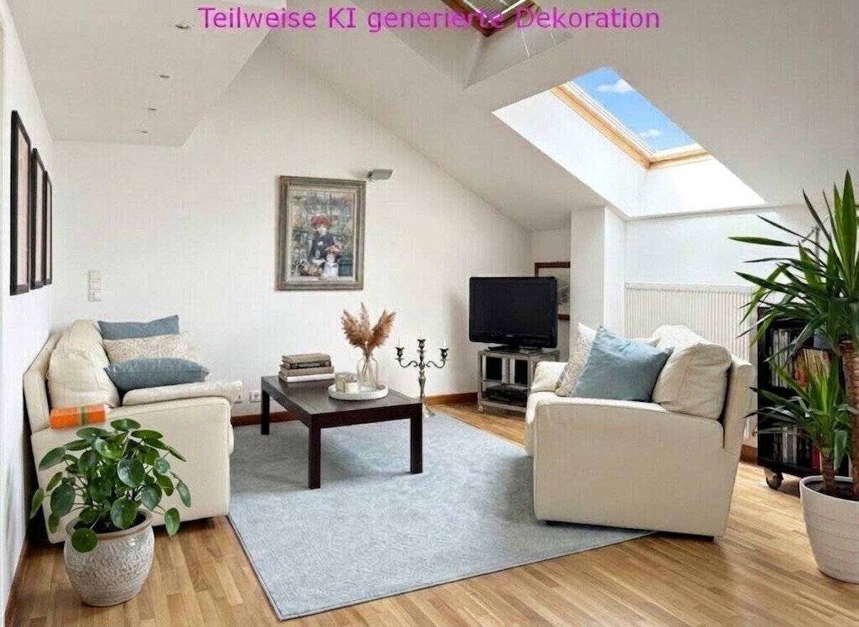 Bright loft apartment with fitted kitchen and parquet flooring